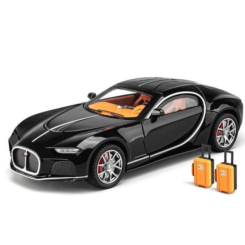 Модель игрушечного автомобиля Bugatti в масштабе 1/24, детская модель автомобиля, отлитая под давлением из атлантического сплава, подарок на день рождения, рождественский, звуковой и световой игрушечный автомобиль 1/24-Size:20*8.2*5.2cm чёрный