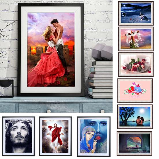 5D DIY Алмазная картина, вышивка крестиком, Религиозная вера, полная дрель, мозаика, вышивка, пара, декор для комнаты, ремесло, искусство Round 20x30cm