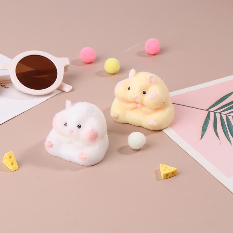 Супер мягкая симпатичная игрушка-имитатор хомяка Q-Bullet Мини-игрушки Kawaii Снятие стресса Сжимаемая игрушка Tpr Декомпрессионная игрушка белый