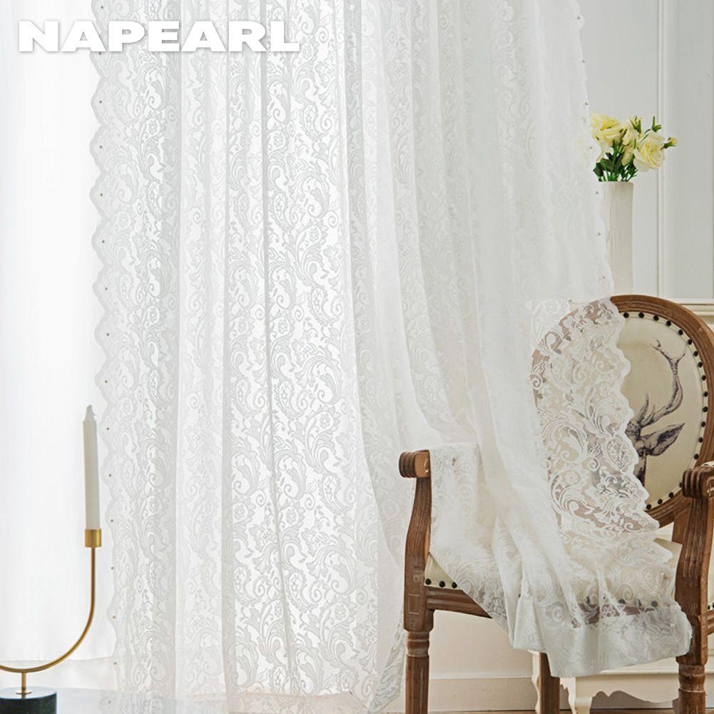 1 шт. NAPEARL, французская элегантная однотонная прозрачная занавеска, вязаная кружевная удобная прозрачная занавеска для гостиной, спальни, балкона, домашний декор W280cm x L150cm белый