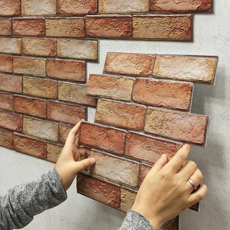 3D Мозаика Кирпичная Стена Стикеры Самоклеящиеся Обои Наклейки Кухня Домашний Декор 1PC коричневый