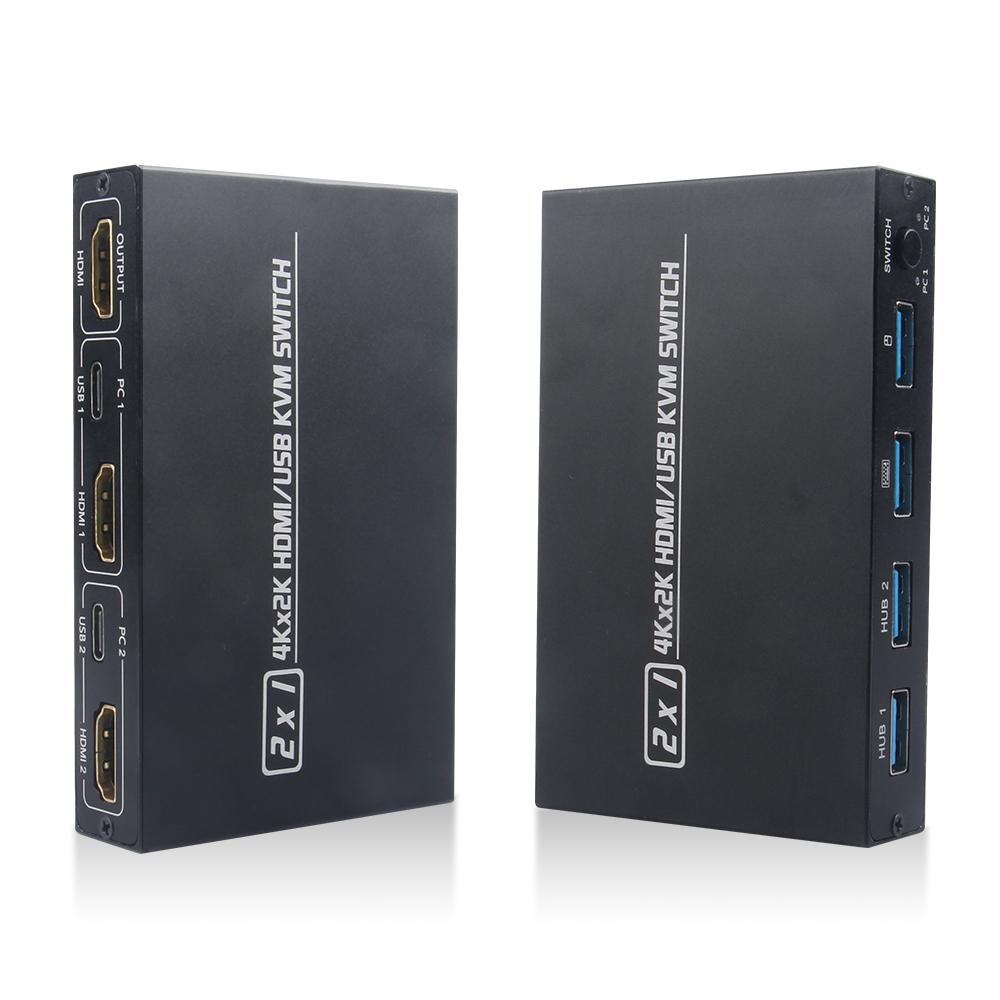 Переключатель KVM HDMI USB 2в1 AIMOS AMKVM 201CL Поддержка HD 2K * 4K 2 хоста чёрный