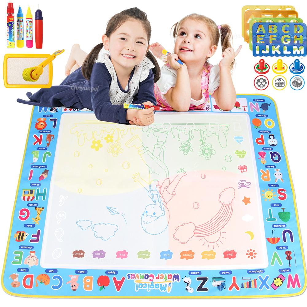 Коврик для рисования Magic Water 100x80 см с многоразовыми волшебными ручками, доска для рисования для детей, рисунок по методу Монтессори 39X31 дюйм