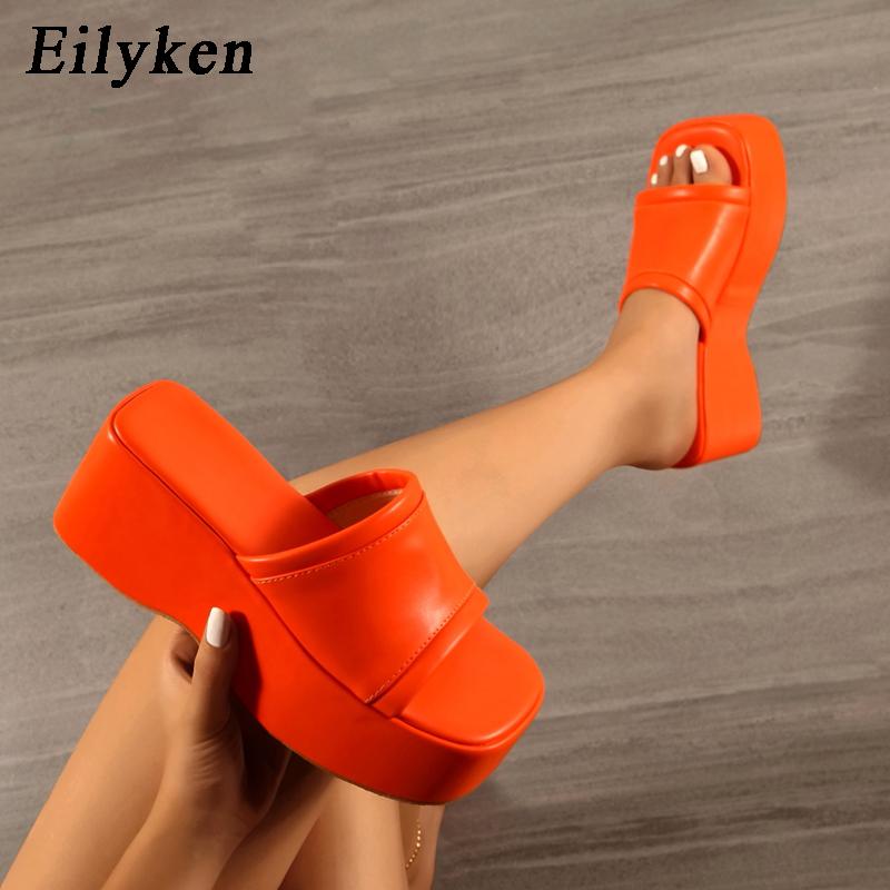 Eilyken/женские тапочки на танкетке, однотонные однотонные тапочки высокого качества, сандалии, обувь 35 розовый