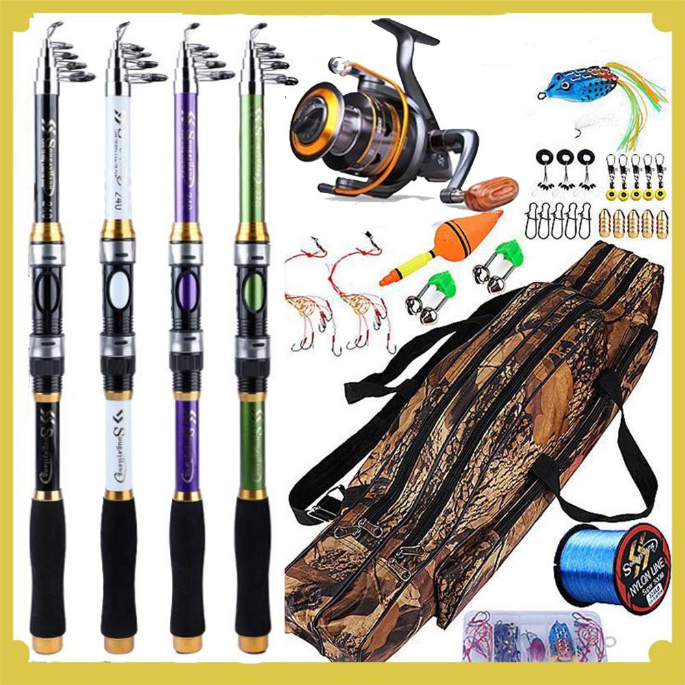 Sougayilang Fishing Set Kit Портативная телескопическая удочка 1,8-3,3 м и 11BB 5,2: 1 Передаточное число спиннинговая рыболовная катушка Сменная левая правая рука 1.8M-1000Series белый