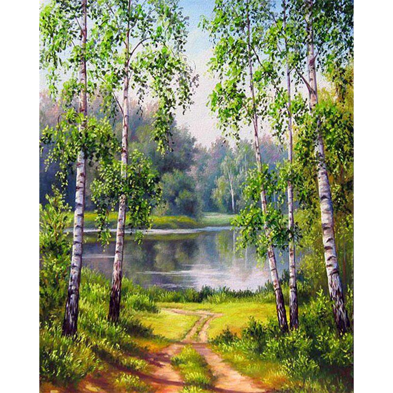 5d алмазная живопись полный круглый лесной пейзаж алмазная вышивка 20X30CM