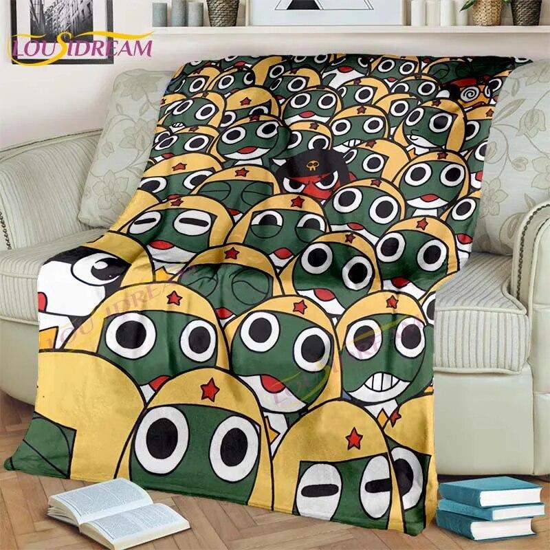 3D мультяшное одеяло Keroro, милое одеяло с лягушкой, мягкое и легкое фланелевое одеяло для гостиной, спальни, дивана, дорожное одеяло для кемпинга 125x150cm