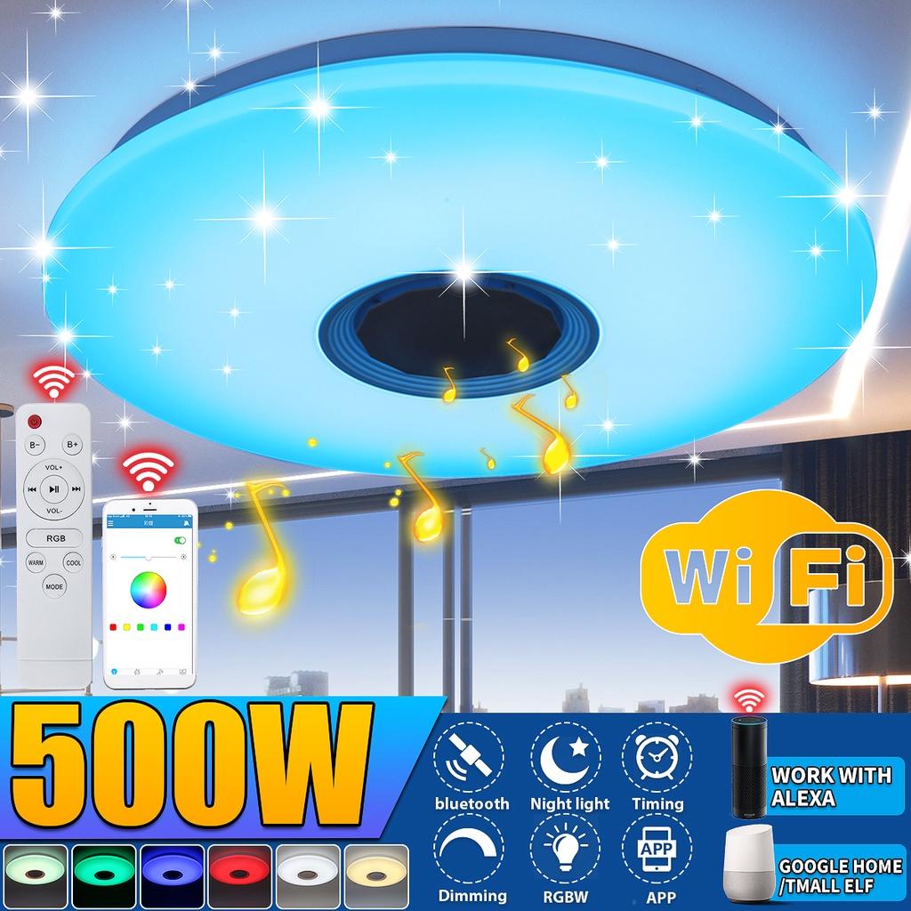 40 см, 500 Вт, Wi-Fi, современный умный светодиодный светильник, потолочный светильник, RGB APP, Bluetooth, музыкальный домашний светильник с дистанционным управлением