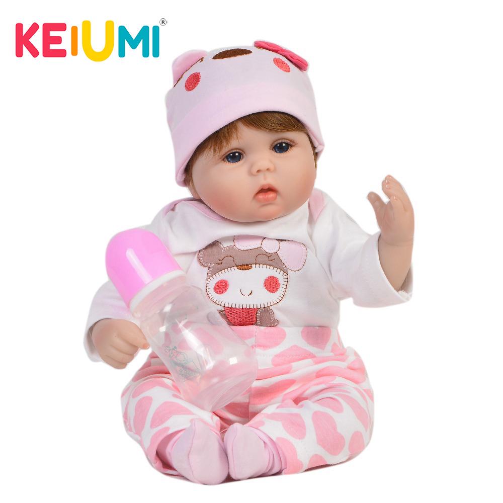 KEIUMI Коллекционные детские куклы, реалистичные силиконовые мягкие милые куклы реборн для девочек, детский подарок на день рождения, игрушка для игр перед сном 17 inch синий