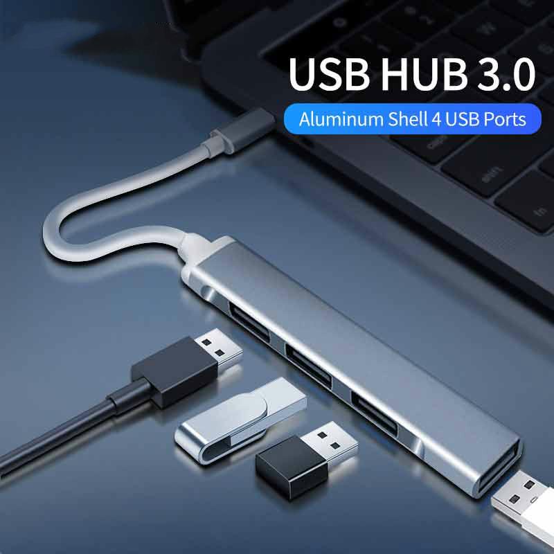 FONKEN USB HUB 4 порта Otg USB C 3,0 разветвитель для Lenovo Xiaomi Macbook Pro зарядка передачи данных металлический удлинитель кабеля для USB-устройств USB Port (Silver)