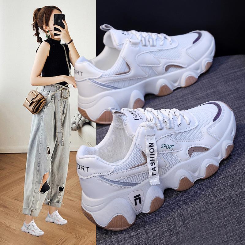 Zapatillas Mujer кроссовки модные сетчатые кроссовки на платформе кожаная обувь дышащая Socofy повседневная спортивная обувь женская обувь на плоской подошве 35