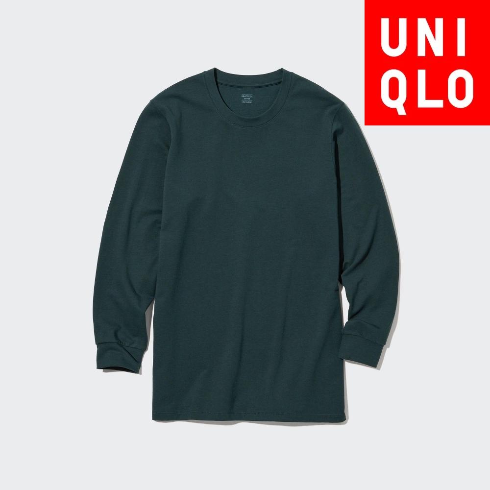 Футболка Uniqlo Japan HeatTech CoTTon с круглым вырезом и очень теплыми ночными рукавами 01 OFF WHITE/XS