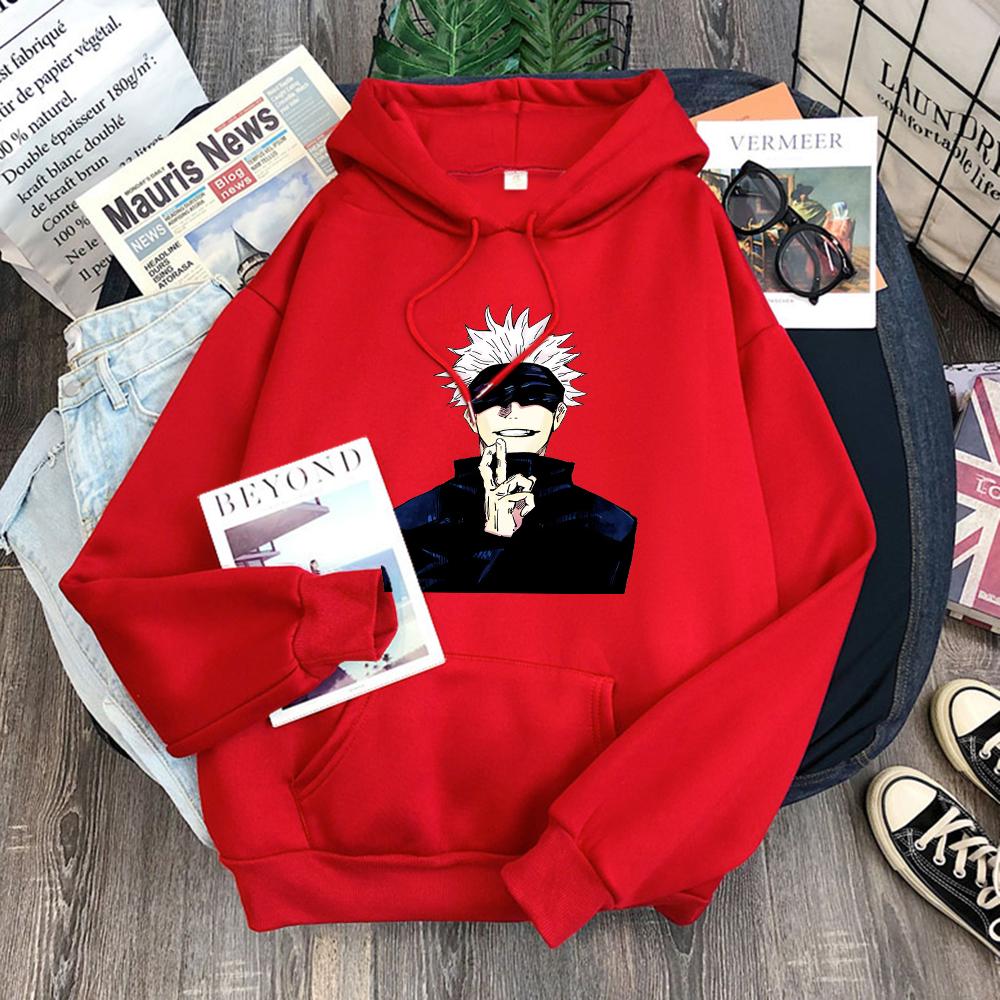 Толстовка с принтом Gojo Satoru Jujutsu Kaisen, толстая зимняя спортивная одежда, флисовая осенняя толстовка, свободная толстовка большого размера S