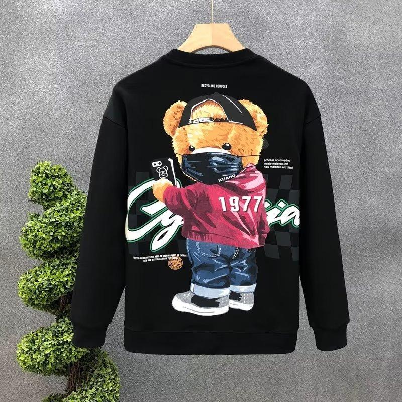 Осенняя мужская хлопковая толстовка Japan Mens Cool Bear с длинным рукавом, белая футболка высокого качества с круглым вырезом, мужская одежда, новая S