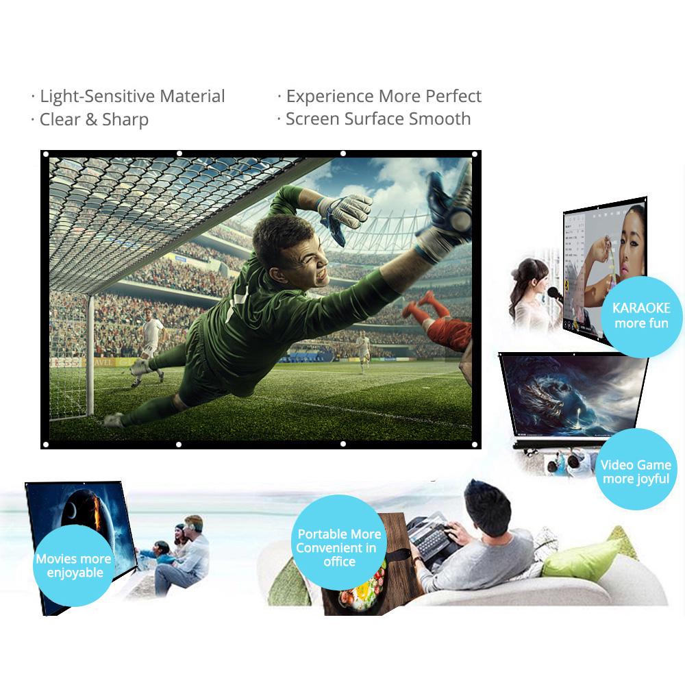 Портативный экран для проектора HD 16 с диагональю 150/120/100/84/70/60 дюймов:Складной 9-диагональный проекционный экран 60 inch