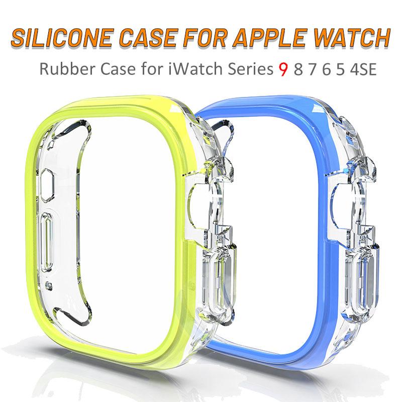 Защитный чехол для ПК для Apple Watch Ultra 2, 49 мм, 41 мм, 45 мм, 44 мм, чехол-бампер, рамка для iWatch Series 9, 8, 7, 6, 5, 4 SE, чехлы, аксессуары 49mm белый