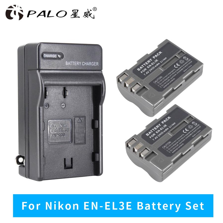 Palo 2 шт. EN-EL3E EN EL3E ENEL3E аккумулятор для камеры 2400 мАч аккумуляторы AKKU + зарядное устройство для Nikon D30 D50 D70 D90 D70S