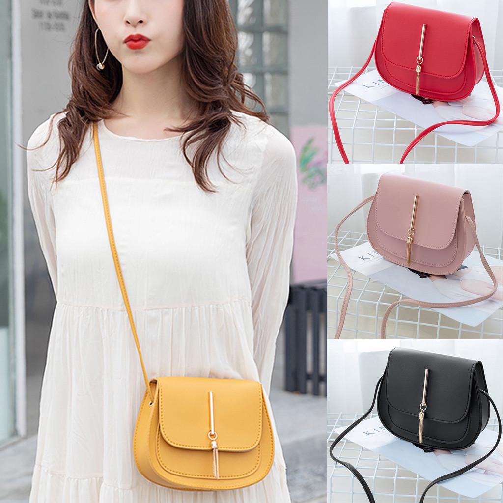 Sagit Fashion Style Сплошной цвет с кисточками Кожаная сумка через плечо Сумка One Size чёрный