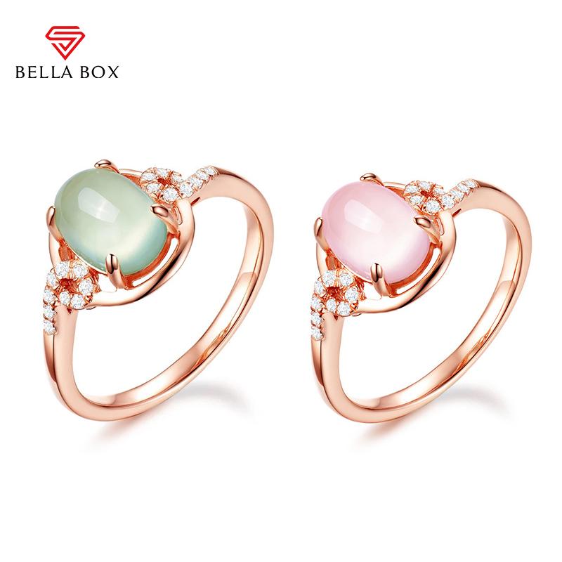 BELLA BOX Bella Box Роскошное женское кольцо с овальным цирконием, женские ювелирные украшения, подарок на свадьбу, помолвку 17.3mm зелёный