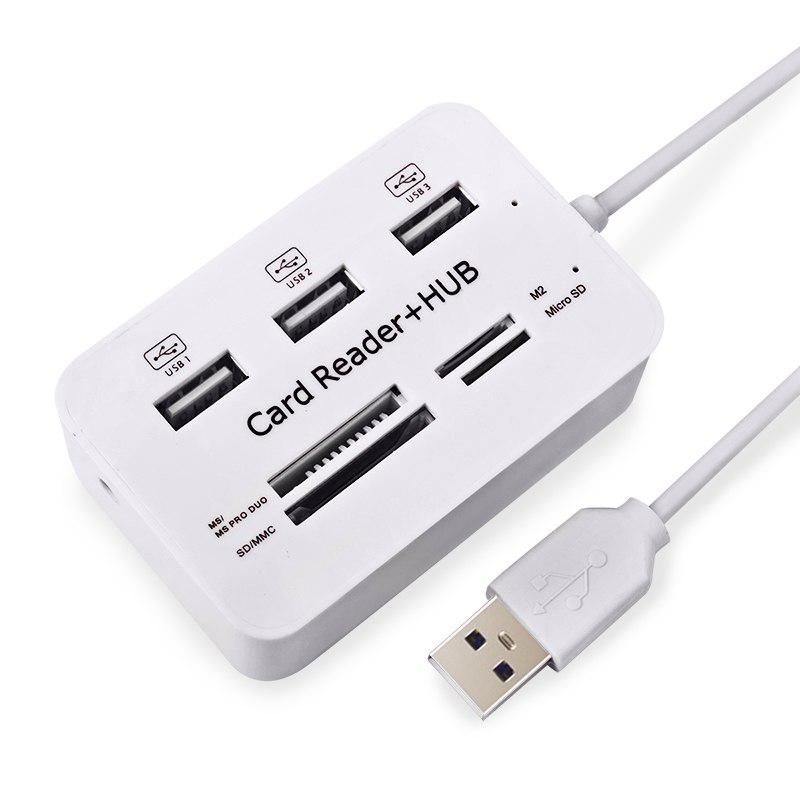 Micro USB Hub 2.0 Комбинированный 3-портовый кард-ридер Высокоскоростной USB-разветвитель Универсальный кард-ридер 3-портовый USB2.0-концентратор USB-разветвитель для настольного ноутбука