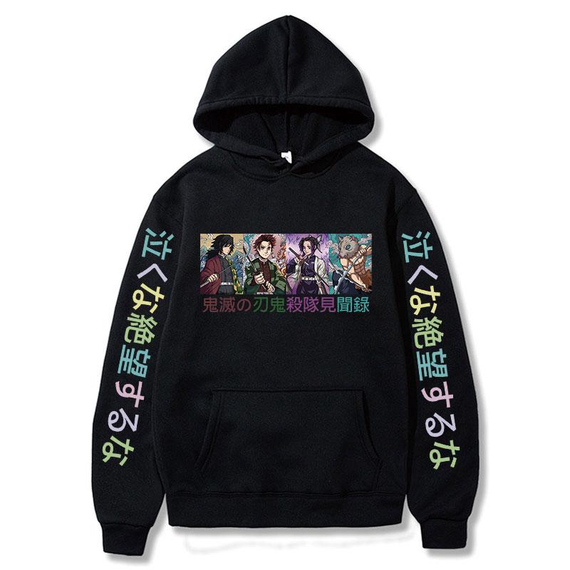Аниме Demon Slayer Kamado Tanjirou Tomioka Giyuu Manga Hoodie Толстовки женские осенние и зимние с длинным рукавом Harajuku Hoodies XS чёрный