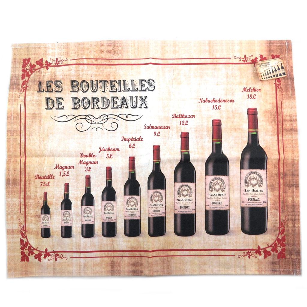 Les Trésors De Lily [N7961] - Дизайнерское кухонное полотенце  Les Bouteilles de Bordeaux  коричневое - 57x46. 5 см бежевый