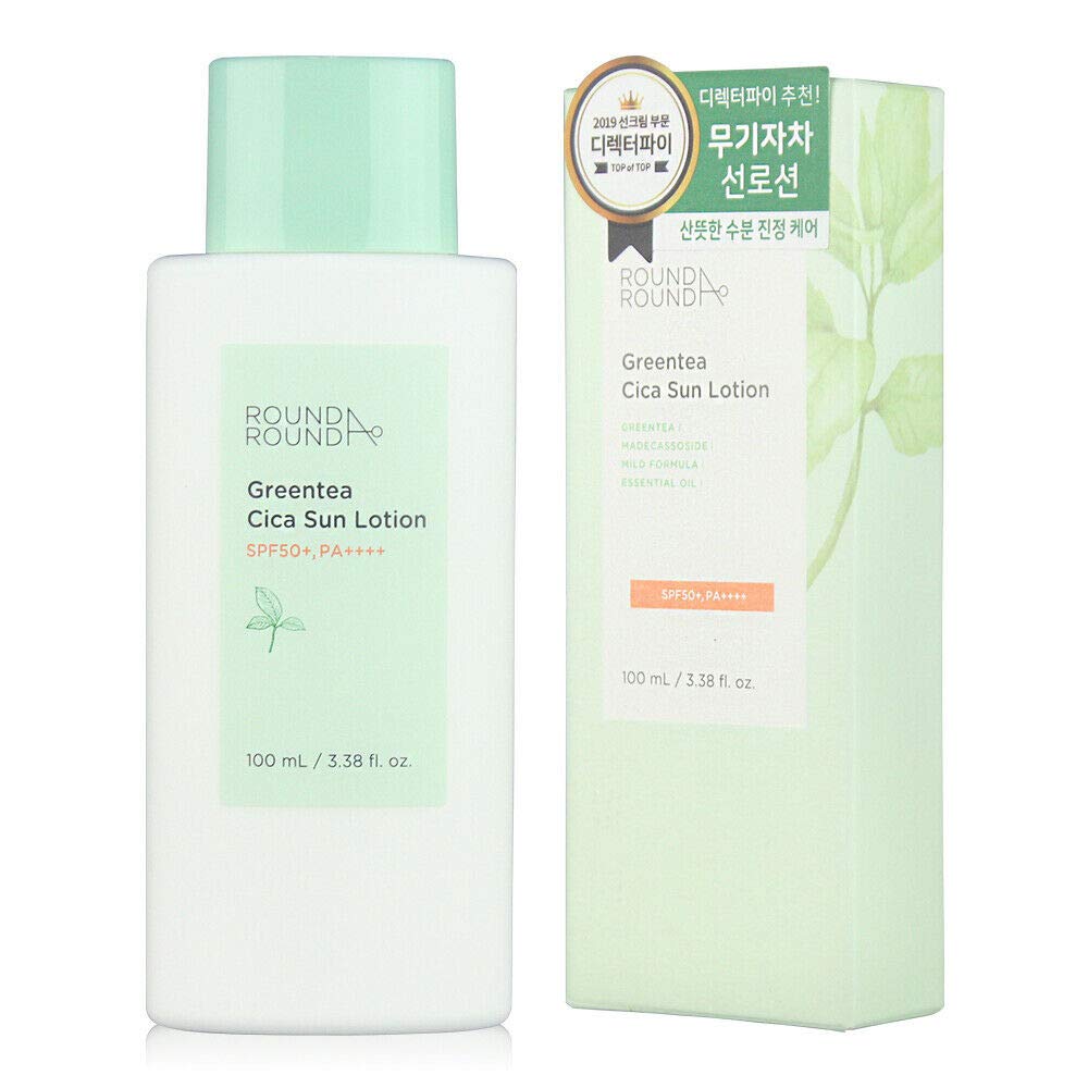 Round Around Greentea Cica Sun Lotion SPF50 + PA ++++ (100 мл 3,38 жидких унций)