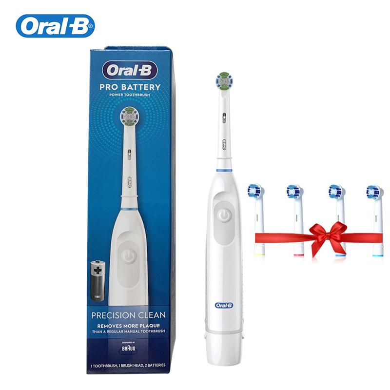 Электрическая зубная щетка Oral B, вращающаяся электрическая щетка для зубов, одна сменная насадка, питание от батареи типа АА, прецизионная чистка белый