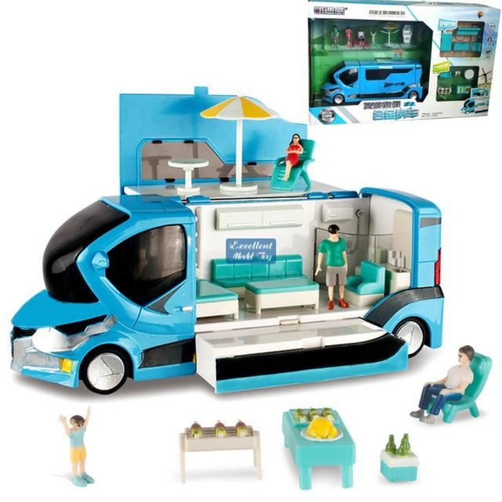 1/20 Шкала Турист -отдых модель модель сплава сплав с сплава сцены Car Toys Подарки для девочек и мальчиков 1/20Size:39.8x25.3x10.2cm синий