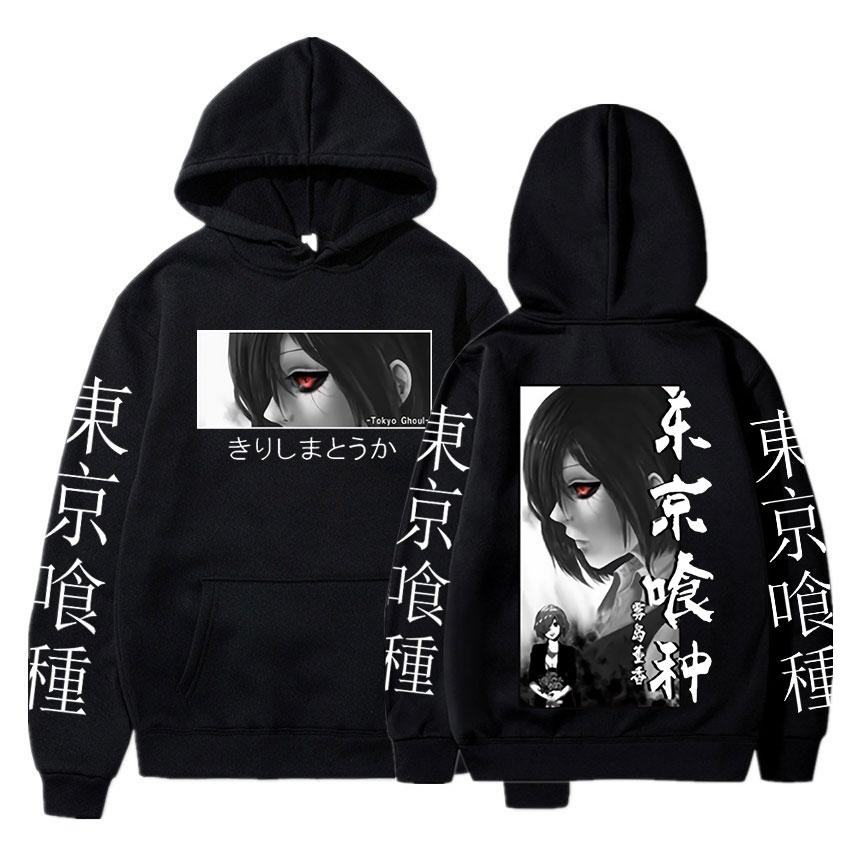 Японские аниме-толстовки с капюшоном Tokyo Ghoul Touka Kirishima Eyes с мультяшным принтом, хлопковые пуловеры, унисекс, повседневная толстовка большого размера, уличная одежда Harajuku L
