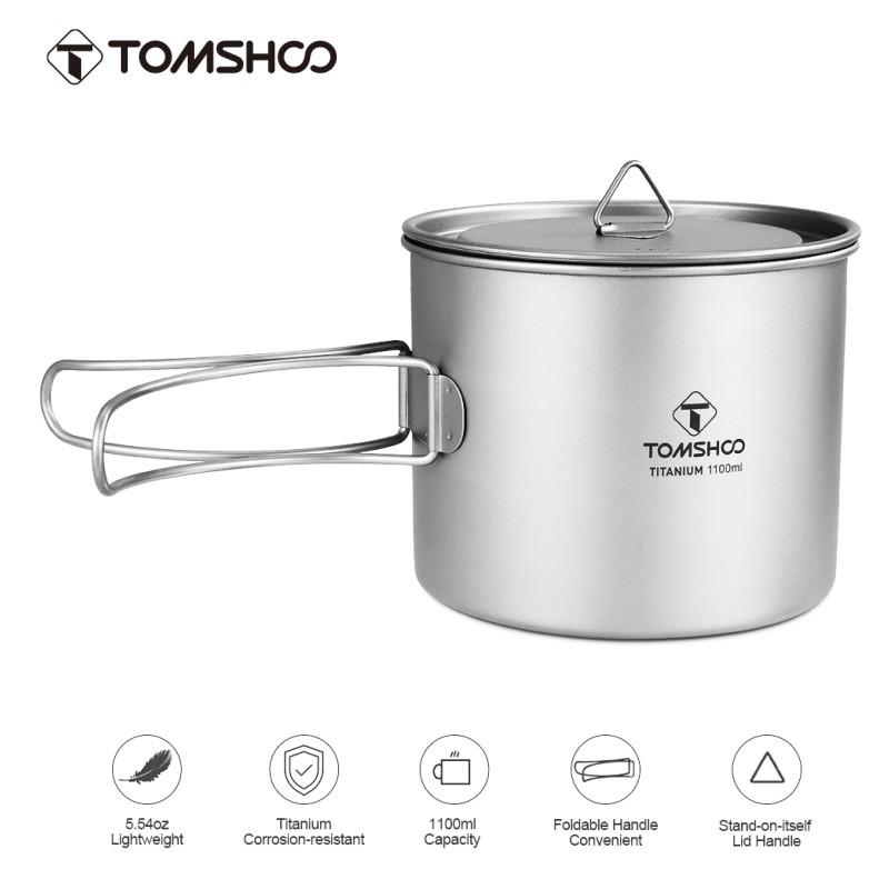 TOMSHOO 1100 мл Титановая сверхлегкая чашка для кемпинга на открытом воздухе 12.5*10 cm