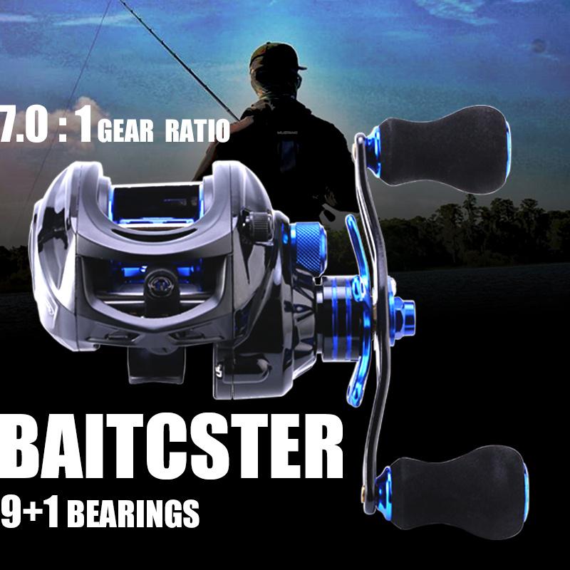 Рыболовные катушки с двойной тормозной системой Baitcaster Reels Reel 7,0 Передаточное число Рыболовная катушка Baitcast left hand