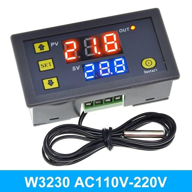 W3230 12 В 24 В AC110-220 В Зондовая линия 20А Цифровой контроль температуры Светодиодный дисплей Термостат с прибором управления нагревом/охлаждением 110-220V