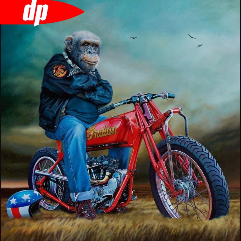Алмазная картина Орангутанг Мотоцикл Мультфильм 5D DIY Алмазная вышивка Продажа Созвездие 30x30CM