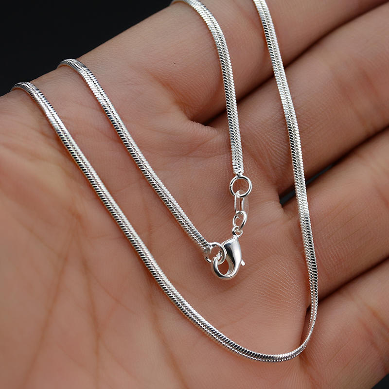 Ожерелье серебряного цвета с плоской змеей, ювелирные изделия 16inches