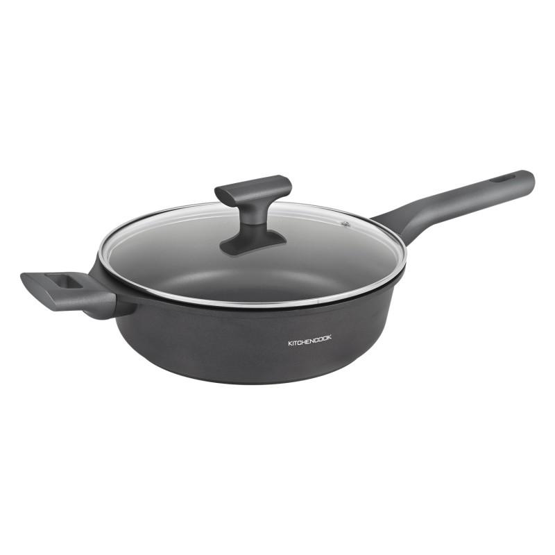 Черный литой алюминиевый сотейник 26 см с крышкой Betty St26tfi от Kitchencook