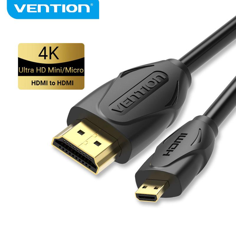 Vention Mciro HDMI-кабель 3D 4K HDMI Male-Micro HDMI Male HDTV-кабель для смартфонов, планшетов, мониторов 1 м, 1,5 м, 2 м 1m чёрный