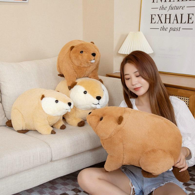 Лидер продаж, 1 шт., 45 см/60 см, милая игрушка Nutria Peluche, имитация животных, куклы Kawaii, плюшевая подушка в виде бобра, мягкая мягкая подушка для декора на день рождения, подарок 45cm