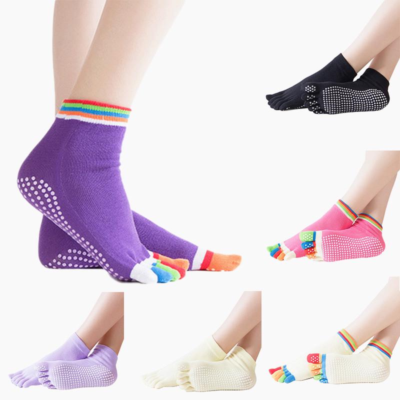 Носки для йоги Нескользящие носки для пилатеса Barre Grip Toe Хлопковый палец Тренажерный зал Спортивные упражнения 20cm бежевый