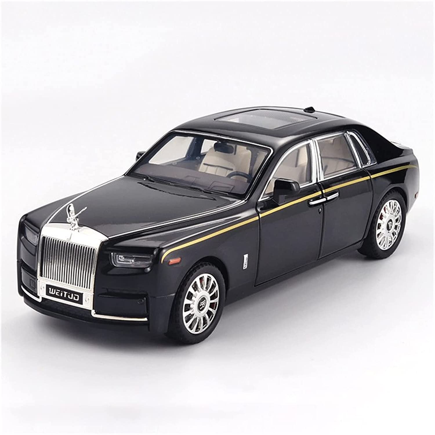 1/20 масштабная модель автомобиля-фантома, игрушечный автомобиль из цинкового сплава, металлическая модель автомобиля для литья под давлением со звуком и светом для детей, подарок для мальчиков и девочек 1/20-27.5x9x7.5cm чёрный