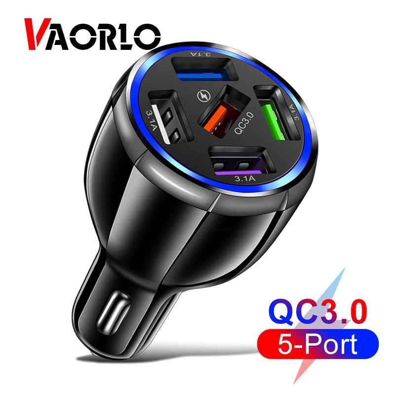   Joom VAORLO 5 портов USB Автомобильная зарядка 15 Вт Быстрая мини-зарядка 3A для iPhone 11 Xiaomi Huawei адаптер зарядного устройства для мобильного телефона в автомобиле чёрный