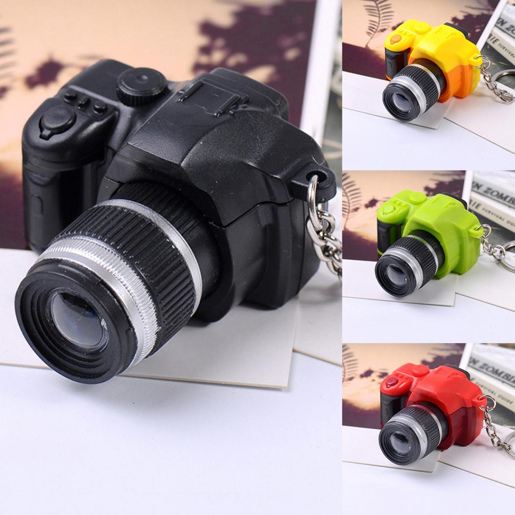 Симпатичная мини-DSLR камера со светодиодным освещением, голосовой кулон, брелок для ключей, подарочный декор синий