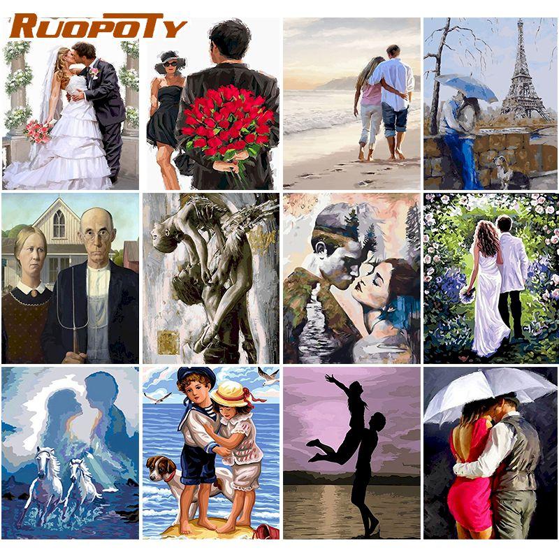 Картина Ruopoty Lover, набор для рисования по номерам, ручная роспись, рисунок маслом «сделай сам», картина маслом по номерам, украшение для дома, гостиной 40x50CM NO Frame