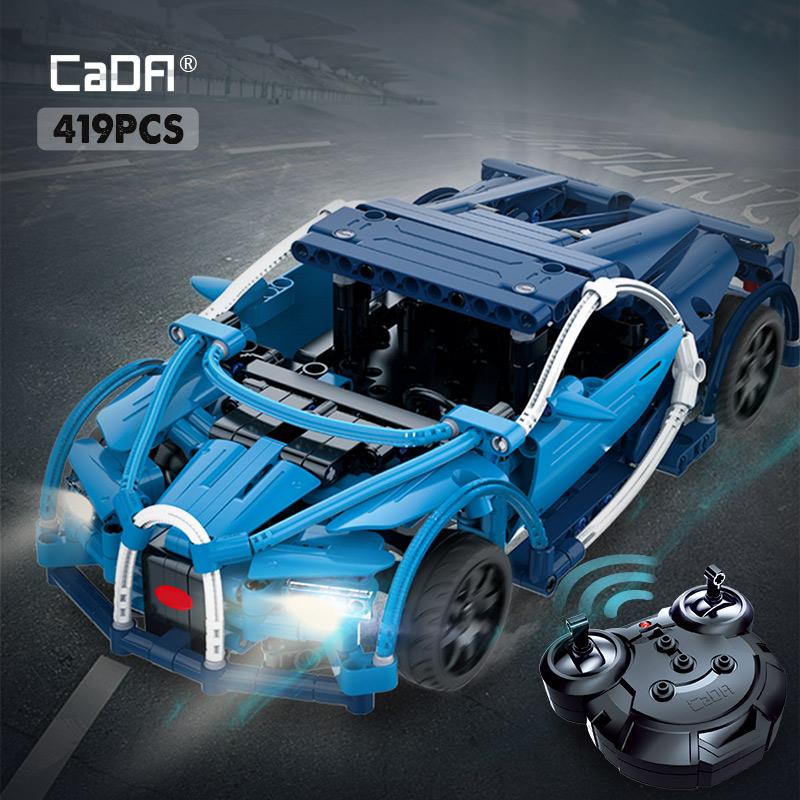 Cada 419PCS RC Blue Sports Racing Cars DIY Модель Строительные блоки для города Технический автомобиль с дистанционным управлением Игрушки для детей Without Box