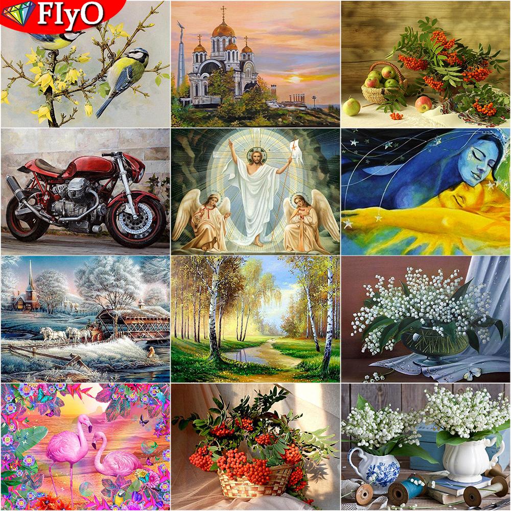 5D DIY Алмазная вышивка Цветок Дерево и Птица Полный квадратный круглый Рукоделие Алмазная картина Фламинго Животные Ремесло Подарок ручной работы Full Round 20X30CM красный