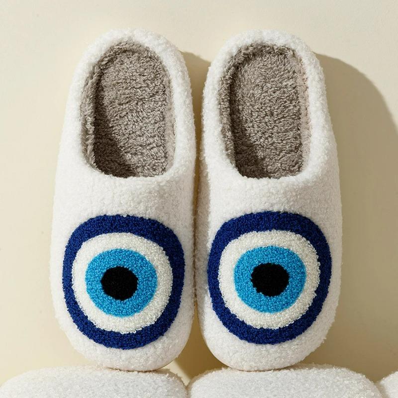 Тапочки с вышивкой Evil Eyes Blue, высококачественные женские и мужские тапочки, модная обувь с узором, теплые домашние тапочки Devil s Eyes 36-37