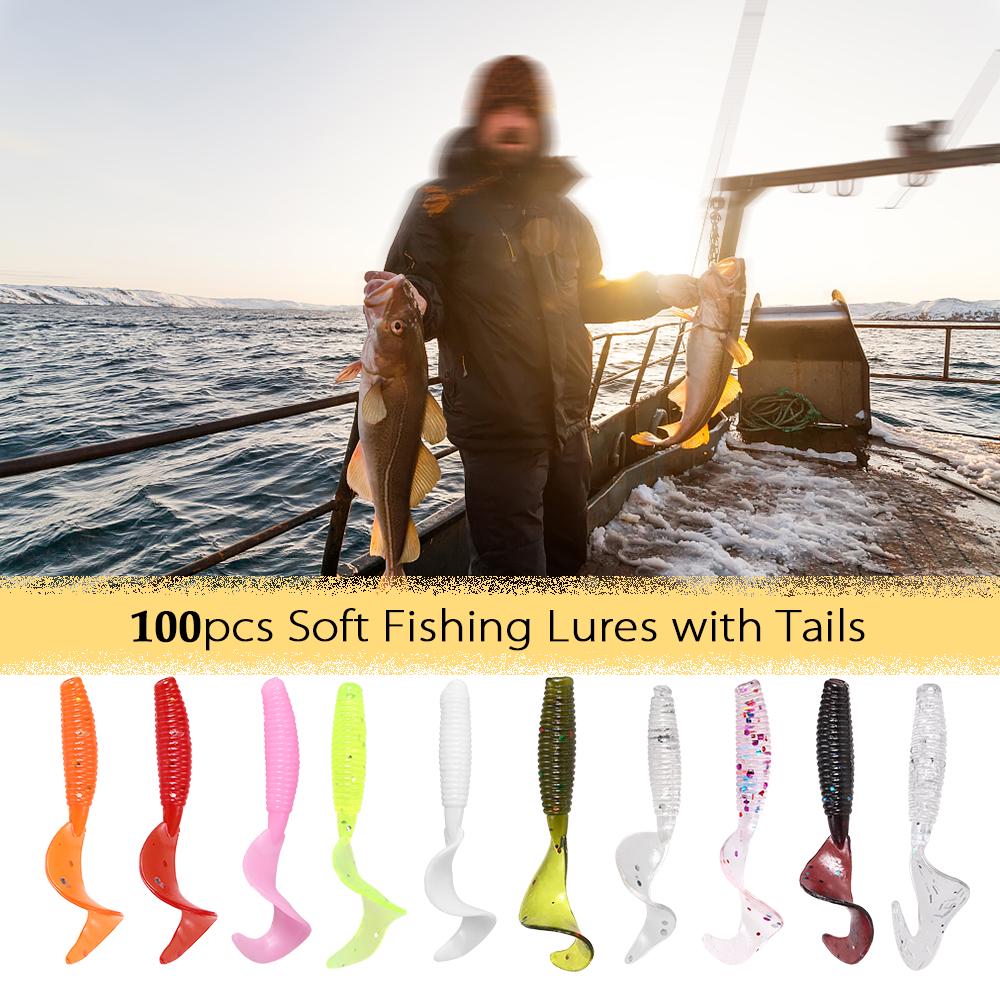 100 шт. 4 см мягкие искусственные рыболовные приманки Swimbait Tail Grub приманки Worm Moggot Grub приманки приманки разноцветный