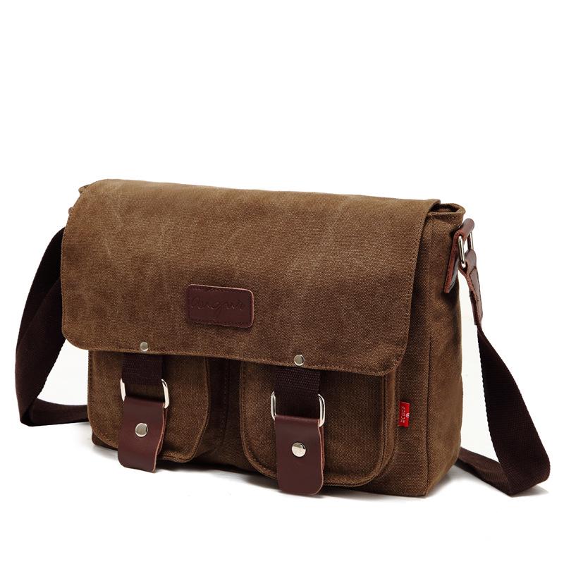Aoge Leisure Canvas Bag Винтажная мужская сумка на одно плечо Горизонтальная мужская сумка через плечо чёрный