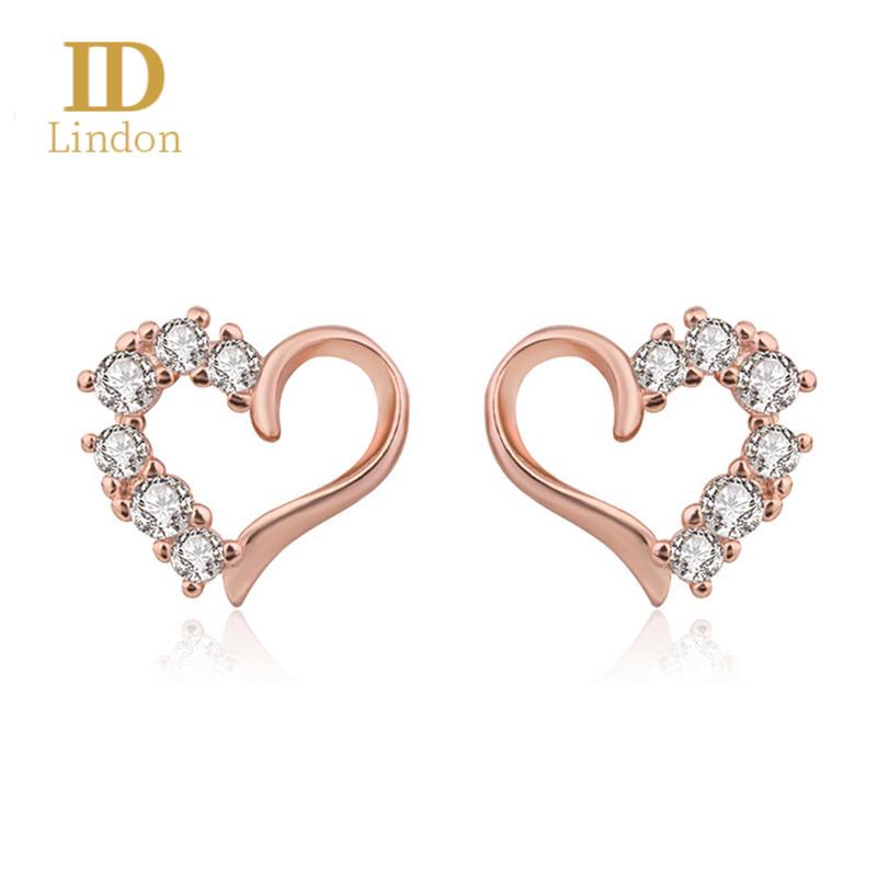 Серебристые серьги Lindon в форме сердца для женщин, модные изящные украшения, женский аксессуар, милые подарки, цвет розового золота для свиданий