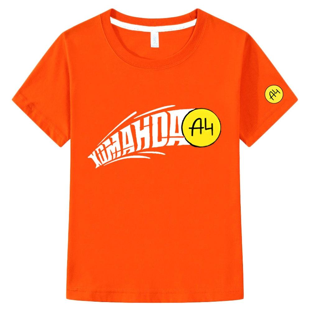 Детская футболка Merch A4 с героями мультфильмов, новая летняя футболка с короткими рукавами для мальчиков и девочек, футболка Vlad A4 с бумажным принтом, детская одежда, топы, футболки 100 белый